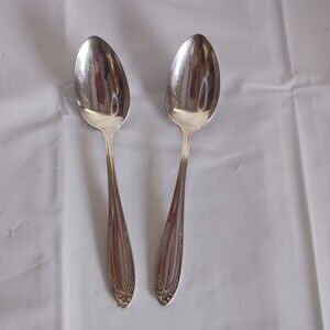 2 Vtg Oneida Diamond Plate Modjeska/Bedford Silverplate Flatware Teaspoons
